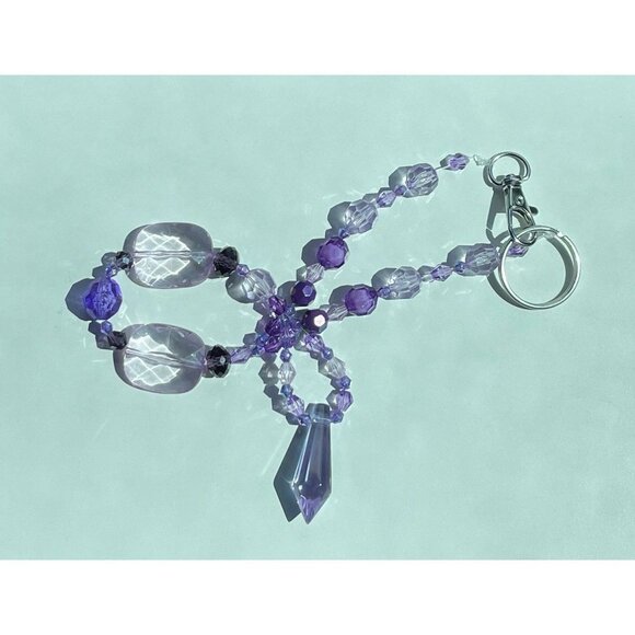 Beaded Suncatcher Rearview Mirror Ornament Purple Crystal Prism Car Charm - Picture 8 of 10